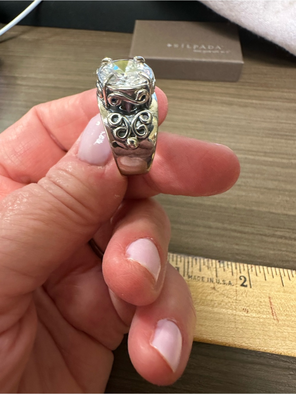 Silpada Silver Ring with Large Clear Stone - Picture 2 of 7